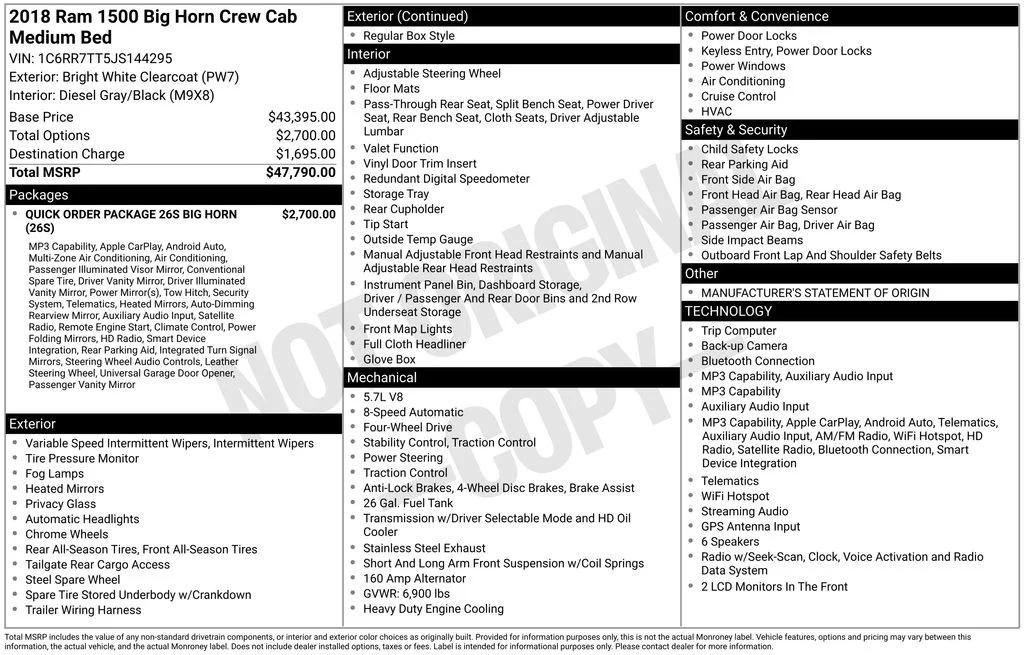ram ram 1500 pickup 2018 1C6RR7TT5JS144295 image ram ram 1500 pickup 2018 1C6RR7TT5JS144295 image